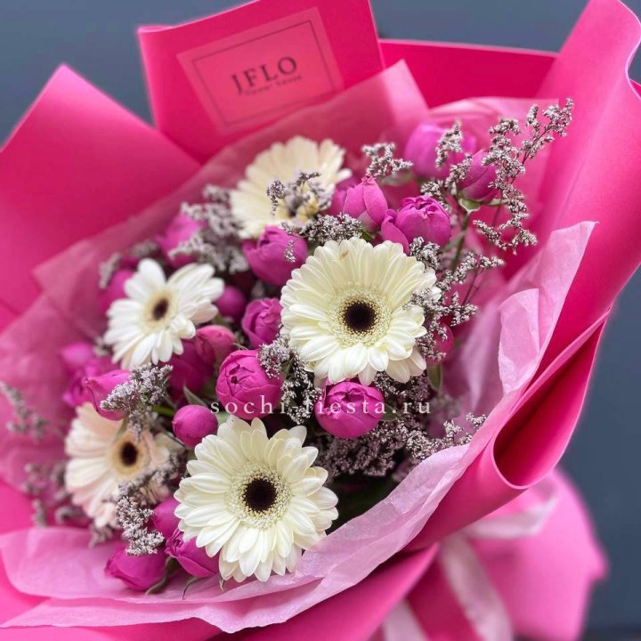 Букет гербер и мисти бабблс  в Архангельске