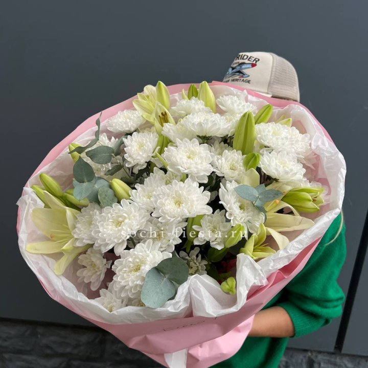  Букет  хризантемы и лилии в Архангельске