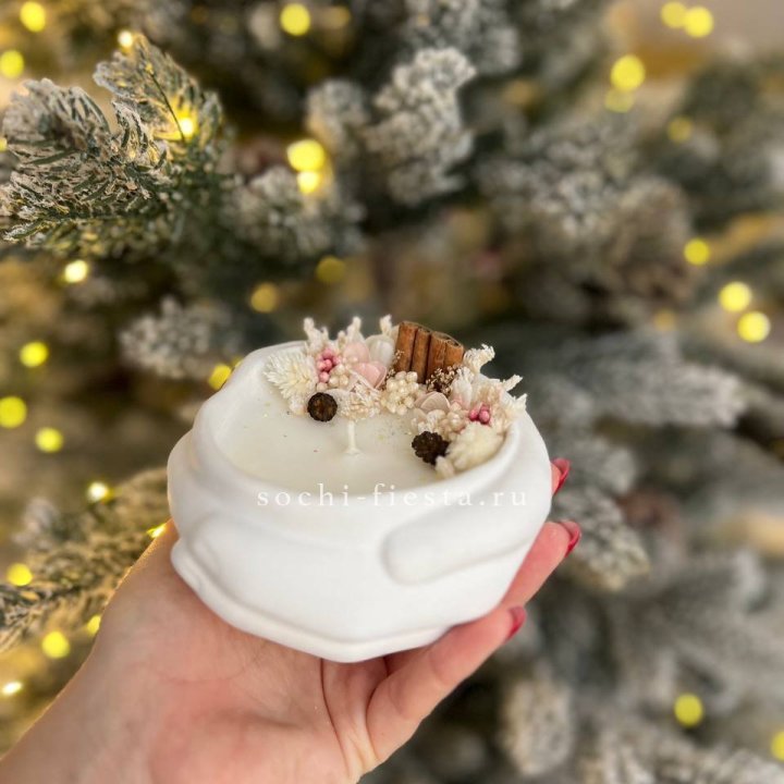 Свеча ароматическая в гипсе Руки с корицей в Архангельске