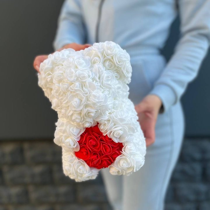 Медведь с красным седцем в Архангельске