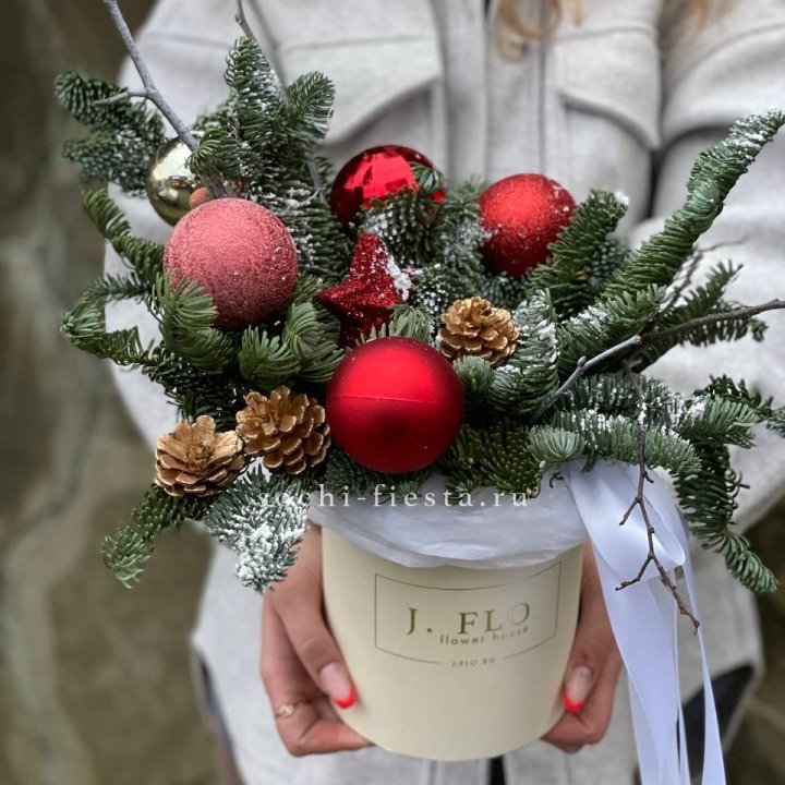 Новогодняя композиция в коробке ред в Архангельске