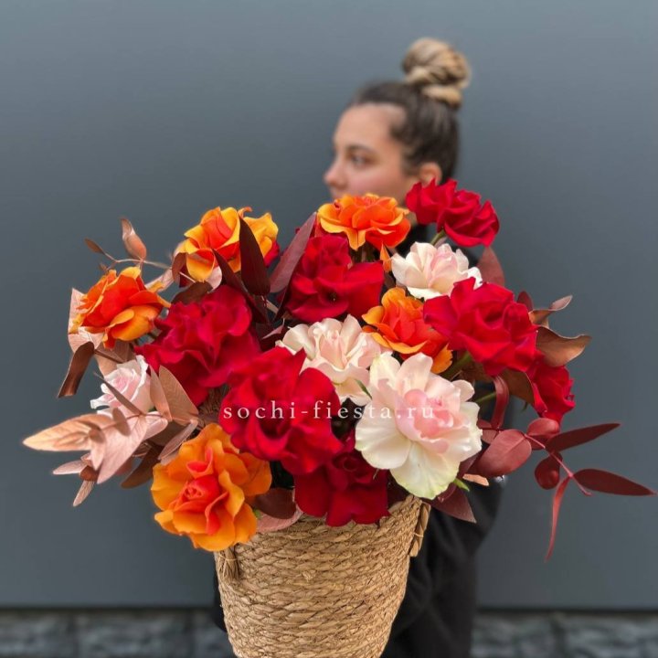 Авторский бокс "Роксана" в джутовом кашпо в Архангельске