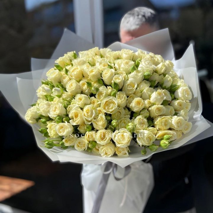 Белые кустовые розы 31 шт в Архангельске