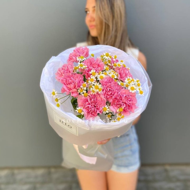 Дуобукет диантусов и ромашек в Архангельске