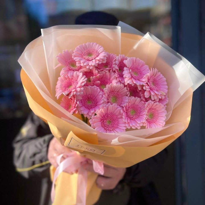 17 розовых гербер  в Архангельске