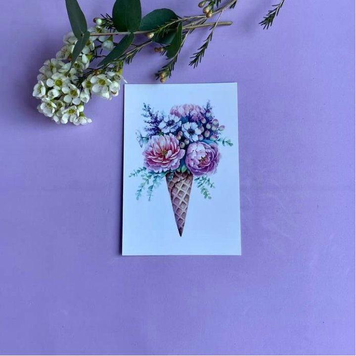 Открытка к букету "Цветочно-кремовый" в Архангельске