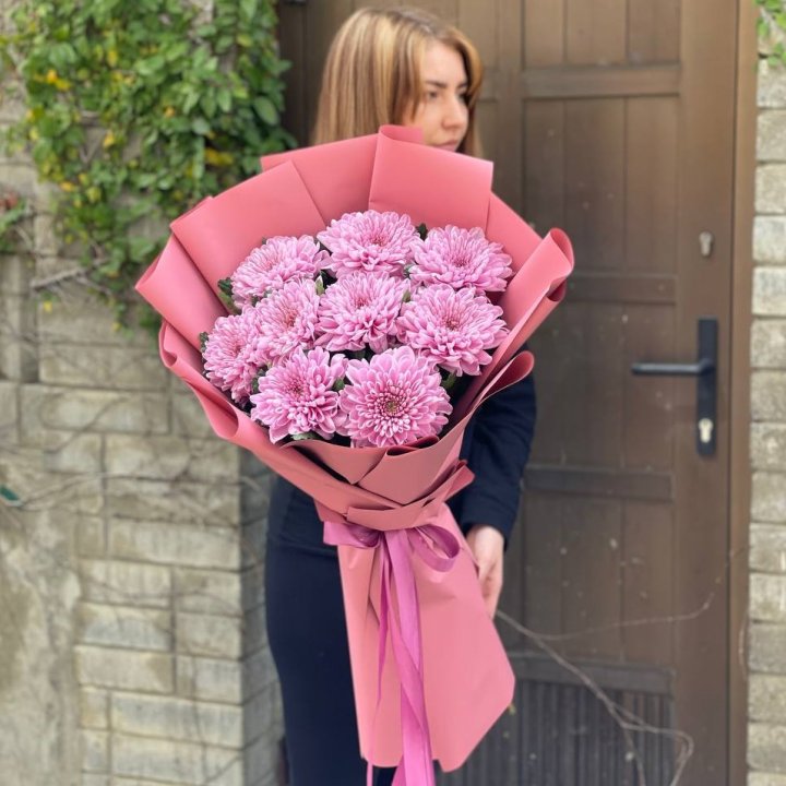 Букет хризантем розовый в Архангельске