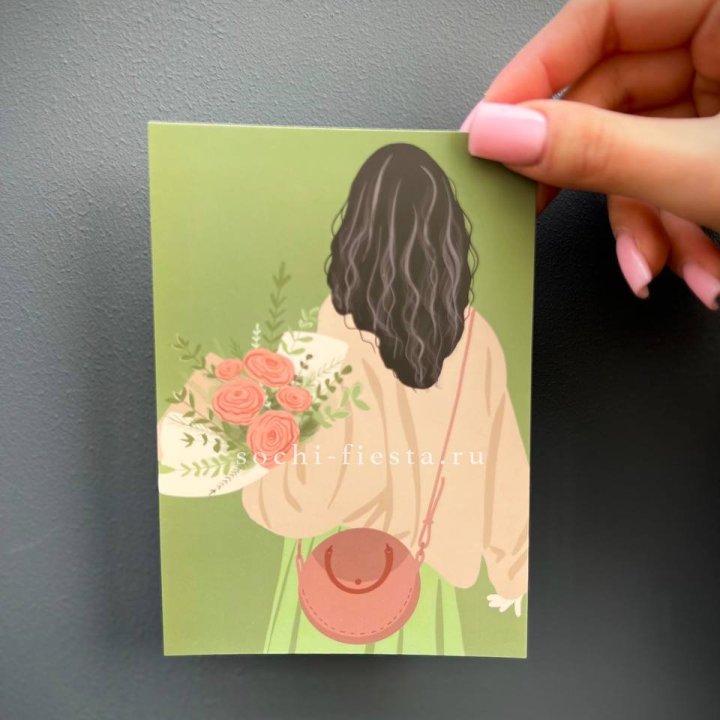 Открытка к букету "Потрясающая девушка" в Архангельске