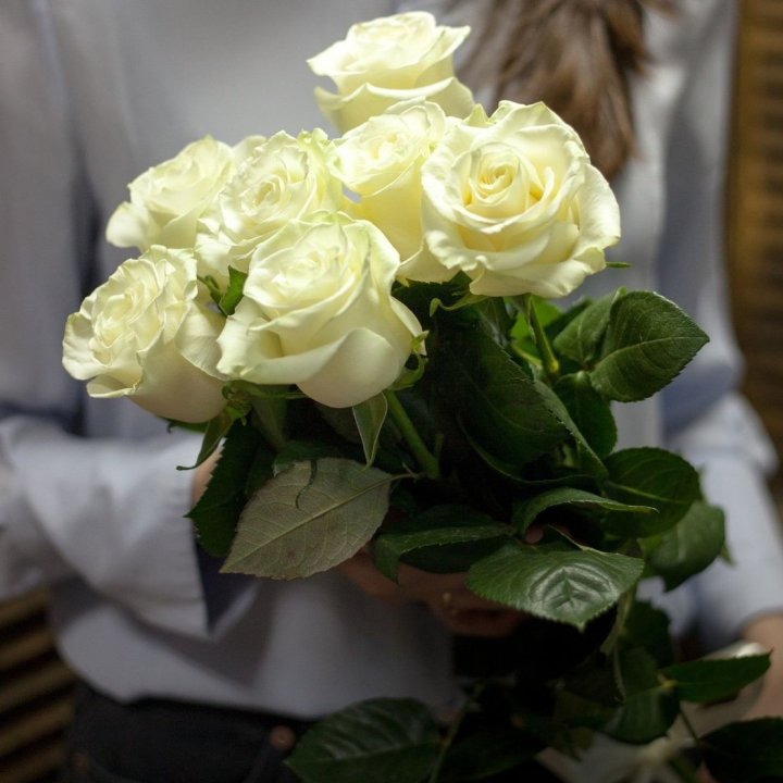 7 белых роз в Архангельске