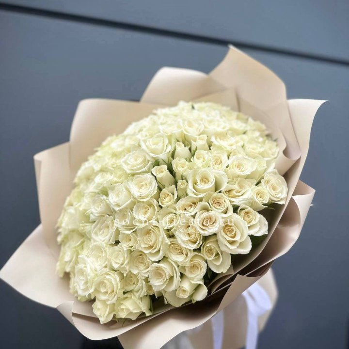 101 белая роза Атена в Архангельске