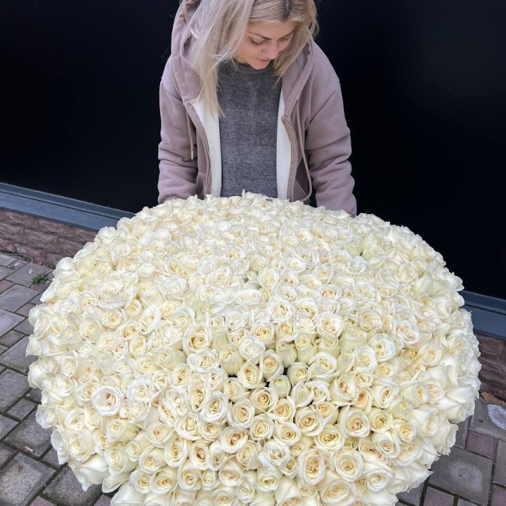 501 белая роза в корзине в Архангельске