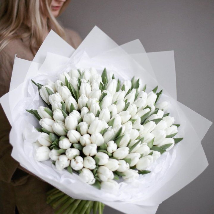 101 белый тюльпан в Архангельске